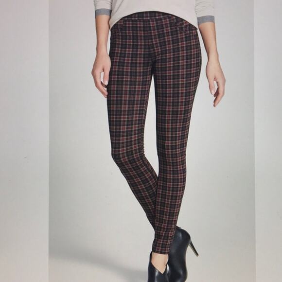 Sanctuary Brown Plaid Pull On Skinny Stretch Leggings Size Large - Picture 1 of 6